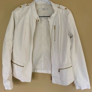 Calvin Klein White Faux Leather Jacket